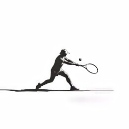 一个网球运动员正在赛场上比赛打球