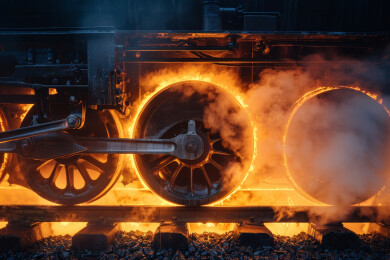 蒸汽火车的轮子和机械装置