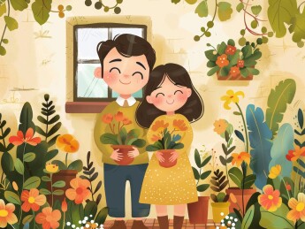 一家人欢聚一堂插画素材