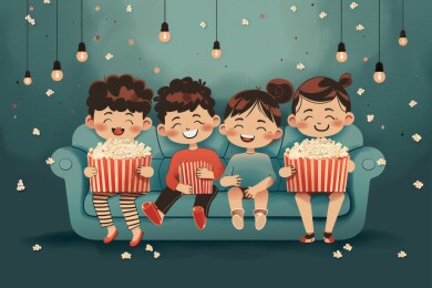 一家人欢聚一堂插画素材