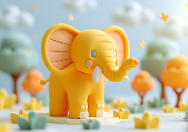 可爱的3D大象模型
