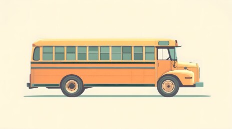 学校接送的校车复古日漫交通运输工具汽车