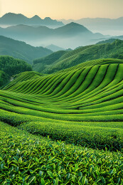茶园和梯田风景画