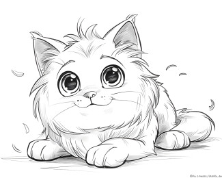 黑白铅笔画一只小猫