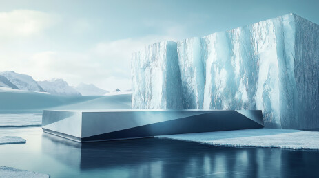 极地冰雪中的展示台