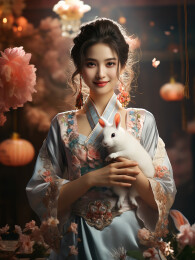 中秋嫦娥玉兔插画