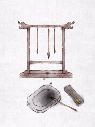 水墨小物毛笔砚台