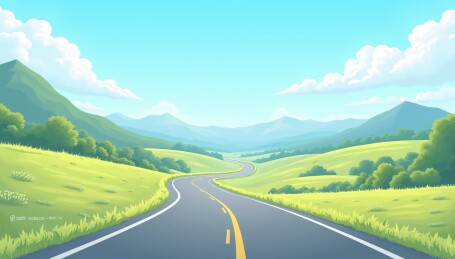 郊外的马路平面绘画