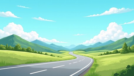 郊外的马路平面绘画