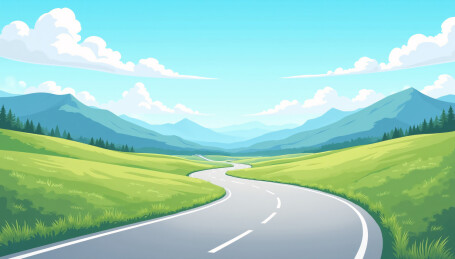 郊外的马路平面绘画