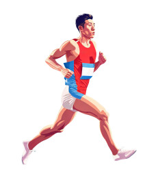 一个赛跑田径运动员跑步