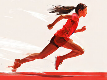 一个赛跑田径运动员跑步