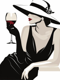 一个优雅的女人拿着红酒杯