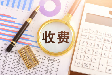 数据图表上的放大镜印着文字收费
