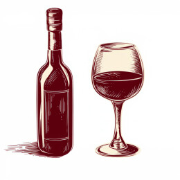 红酒瓶和红酒杯元素插画