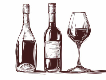 红酒瓶和红酒杯元素插画