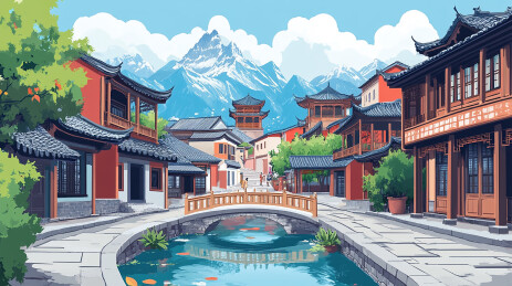 雪山下的古城