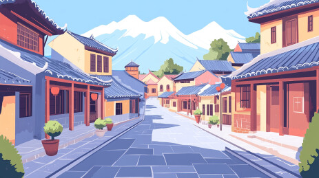 雪山下的古城