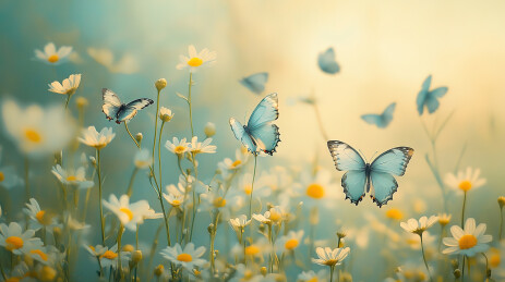 蝴蝶在黄花上授粉的特写镜头