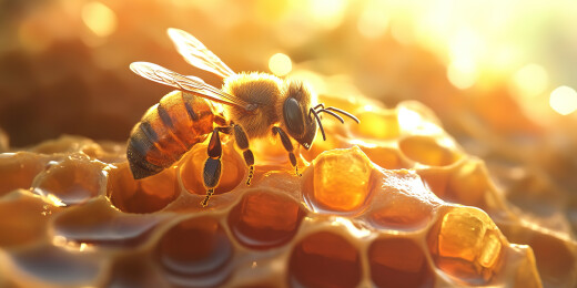 蜜蜂在蜂巢上的特写镜头