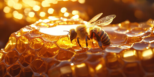 蜜蜂在蜂巢上的特写镜头