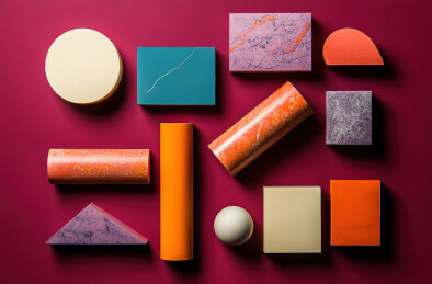 正上方拍摄的彩色背景上的彩色装饰