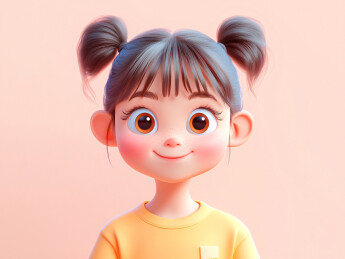 一个女孩抱着一颗爱心3d插画