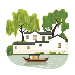 江南小镇插画