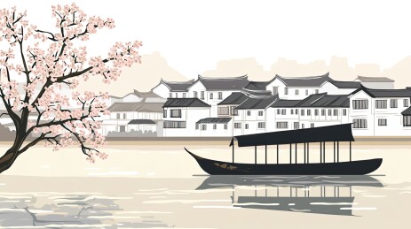 江南小镇和春日的桃花