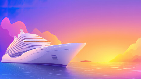 大型远洋邮轮离港出发