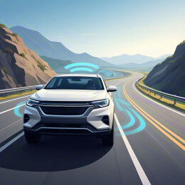 公路上辅助驾驶的汽车