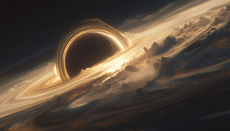 超大质量黑洞引力宇宙深空科幻场景三维图