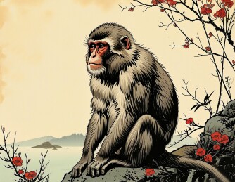 浮世绘日本猴
