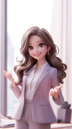 3D卡通交谈手势的女士