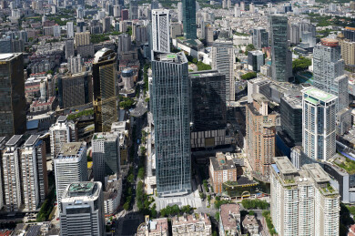 中国南京新街口金陵中环航拍城市建筑风光