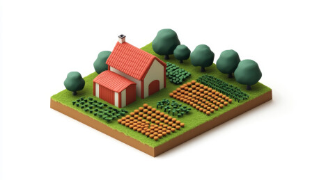 3D可爱农庄白色背景