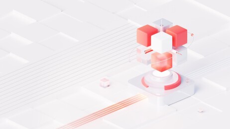 魔方组合产品场景3D立体红色科技感海报