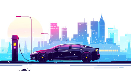 新能源汽车充电场景插画