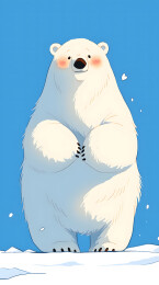 可爱的红着脸的北极熊