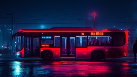 未来感酷炫电动巴士概念车