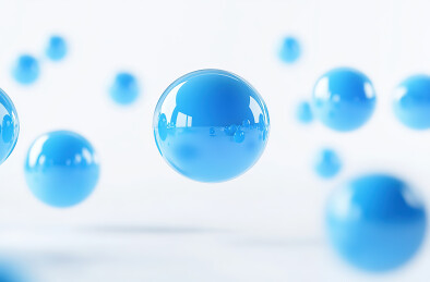 蓝色背景下的气泡特写镜头