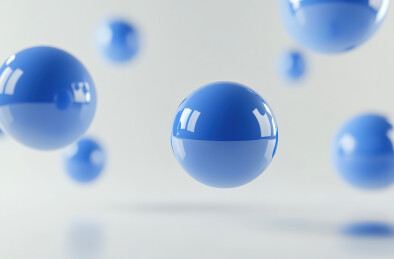 蓝色背景下的气泡特写镜头