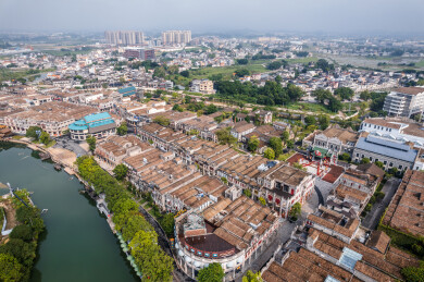 广东省江门市开平市赤坎古镇航拍风光