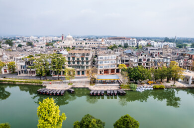 广东省江门市开平市赤坎古镇航拍风光