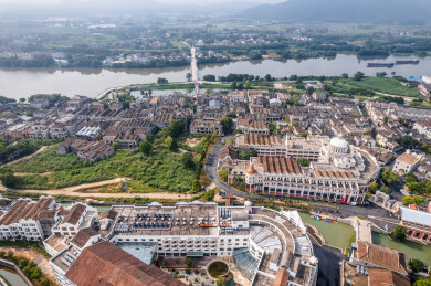 广东省江门市开平市赤坎古镇航拍风光