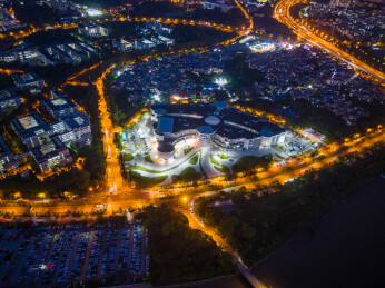 广州生物岛大学城官洲夜景航拍