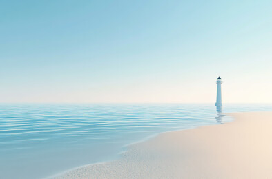 晴空下的灯塔景观