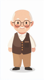 可爱小老头插画