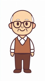 可爱小老头插画
