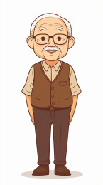 可爱小老头插画